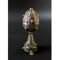 Judaica: a 19th century pre-revolutionary Russian silver egg, with filigree decoration throughout, l... 