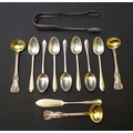 A group of eleven pieces of Georgian and later Scottish silver flatware, comprising three salt spoon... 