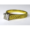 Private Collection-Vintage and Modern design rings: An 18ct gold modernist solitaire diamond ring, t... 