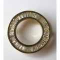 A 9ct gold and diamond circular pendant, set with baguette cut diamonds, 1.6cm diameter, 1.6g, with ... 