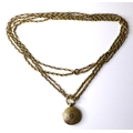 A long 9ct yellow gold box link chain, formed a double chain, 160cm total length, 40cm long as worn,... 