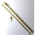 A 9ct yellow gold bracelet, 12.5g, 20cm, a/f damaged link, together with a 9ct yellow gold cross, 0.... 