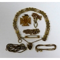 A group of 9ct gold jewellery, including a gate link charm bracelet with heart shaped padlock clasp,... 