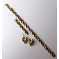 A 9ct tricoloured gold bracelet formed of cross and oval links, a/f, together with a pair of associa... 