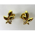 A pair of Tiffany & Co 18ct gold and diamond stud earrings of Olive Leaf design by Paloma Picasso, w... 