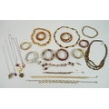 A quantity of amber style costume jewellery, including a set of silver and amber style accessories, ... 
