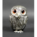 An early Victorian silver novelty mustard pot, modelled as a standing owl, inset with glass eyes, th... 