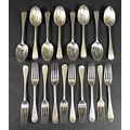 A group of Victorian and Edwardian silver cutlery, Old English pattern, comprising five desert spoon... 
