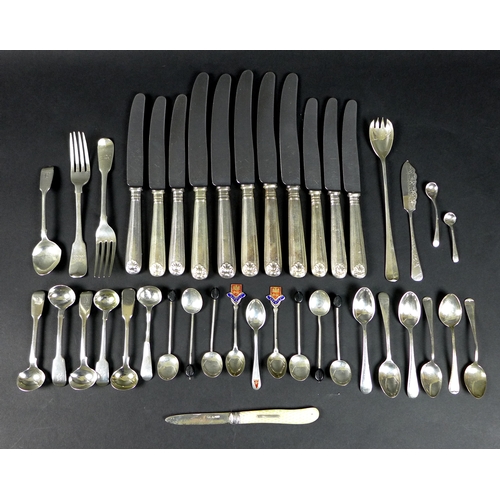 55 - A group of Victorian and Edwardian silver flatware, mostly small spoons, including a set of six coff... 