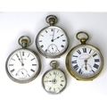 A group of four pocket watches, comprising two Waltham silver cased pocket watches, both with subsid... 