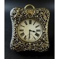 A 19th century, top wind travel pocket watch with silver and Moroccan leather carry case, William Co... 