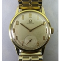 An Omega gold plated and steel cased gentleman's wristwatch, circa 1960, model 121.001-63, circular ... 