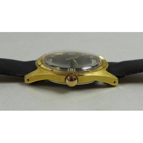 137 - A vintage Oris gold plated gentleman's wristwatch, circular black dial, stylised Arabic cardinal num... 