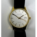 A Mappin & Webb 9ct gold cased gentleman's wristwatch, circular silvered dial with gold batons, cale... 