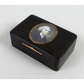 A Georgian style faux tortoiseshell box, circa 1940, of rectangular section with hinged lid inset wi... 