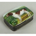 A Georgian style patch box, by Hansworth Enamels, late 20th century, of rectangular form with domed ... 