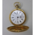 A late 19th century Swiss 18ct gold double hunter keyless wind pocket watch, CHJ & Co, with white en... 