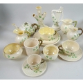 A collection of Belleek Shamrock items, including a small teapot, second black mark to the base (189... 