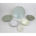 A group of six Chinese Ding style porcelain including a small dish with lobed edges 8.8 by 1.9cm hig... 