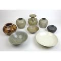 A group of Chinese porcelain and stoneware, a Song style celadon bowl with underglaze decoration rai... 