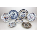 Seven pieces of 18th century and later Japanese porcelain and ceramics, including an imari pattern c... 
