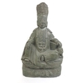 A Chinese stone carved statue of Kwan Yin, with recess to back of statue, 36 by 19 by 60cm high.