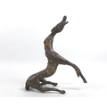 A 20th century abstract horse figurine, the elongated horse posed rearing up from its hind legs, uns... 