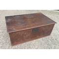 18th century oak bible box, with carved front, splits to lid, 48 by 29 by 25cm high.