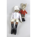 Two vintage soft toys, a fox wearing a hunting outfit with red jacket, 45cm long, and a Casa Roma be... 