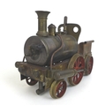 A live steam spirit fuelled 2-2-2 locomotive, possibly Stevens Model Dockyard or similar with twin r... 