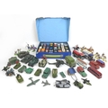 A group of six post war Dinky toys die-cast vehicles together with fourteen Britains plastic model W... 