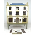 A 19th century Georgian Manor style Dolls house, with three storeys, accessible from both front and ... 