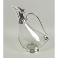 A modern wine decanter, in the form of a duck, with clear glass body and silver plated mounts, 80cl ... 