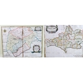 After Robert Morden (British, 1650-1703): two hand coloured maps, Dorsetshire, 37 by 42.5cm, framed ... 