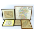 Three 18th century maps after Robert Morden (1650-1703), comprising one of Wiltshire, 36 by 42cm, fr... 