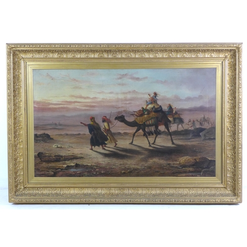 265 - Howard M Hunt (British, 19th century): a nomadic tribe journeying through the desert, with a woman a... 
