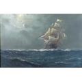 J. McCormack (20th century): 'The Flying Cloud', depicting a ship in full sail on the open sea, titl... 