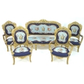 A modern French 19th century style salon suite, with carved and gilded wood frames, tapestry upholst... 