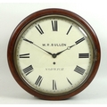 A 19th century mahogany dial clock, by W. R. Bullen, Norwich, single fusee movement, circular white ... 