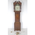 A 19th century long case clock, Robert Pattison, Thirsk, with handpainted arched dial with Roman num... 