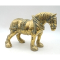A heavy cast brass shire horse figurine,  34 by 14 by 25.5cm high.