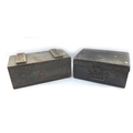 A late 19th century strong box, 41 by 29.5 by 19cm high, together with an ammunition style crate, bo... 