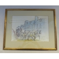 Mark Aldridge (British 20th century), watercolour sketch of Stamford 'Scene 1 The Coach Arrives in S... 