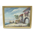 A 20th century Mediterranean coastal scene acrylic on canvas, signed Jabri.