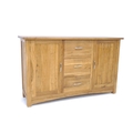 A modern oak sideboard, three drawers and two cupboards, with white metal handles, 134.5cm by 41.2 b... 