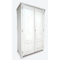A modern pine white painted twin door wardrobe.