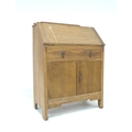 A vintage oak bureau, fall front and single drawer.