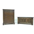 An Old Charm dark stained oak blanket box, with panelled front and lift lid, together with a similar... 