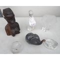 A Lladro figurine of a nativity King and five signed paperweights, five of the animal glass paperwei... 