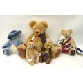 Five limited edition teddy bears, two small Cotswold teddy bears 'Grumpy' and 'Brandy' both numbered... 